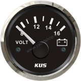 KUS Voltmeter 8-16 V čierny 52 mm