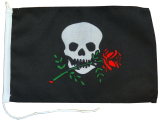 Vlajka - pirátska s ružou čierna 20 x 30 cm 