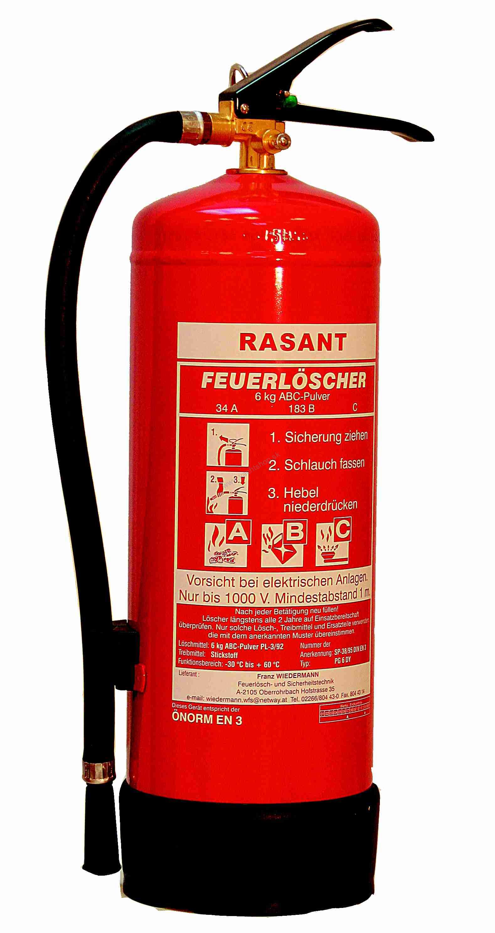 RASANT Práškový hasiaci prístroj 6 kg