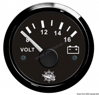 OSCULATI Voltmeter 8-16 V čierny
