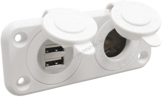 OSCULATI Zapaľovač + dvojitá USB zásuvka biela