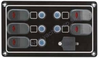 AAA Vodotesný prepínací panel s USB portom a 5 prepínačmi