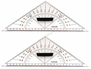 MICRON MILANO Perspex 45° milimetrový námorný trojuholník s rukoväťou set 2 ks