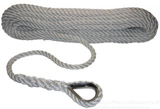 Kotevné lano z polyesteru, s očnicou 30 m, priemer 10 mm