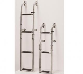 Nirosta skladací rebrík s plochými tyčami- Š:21cm,3+2 schodíky