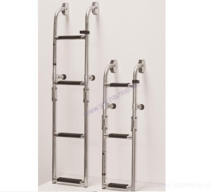 Nirosta skladací rebrík s plochými tyčami- Š:21cm,2+2 schodíky
