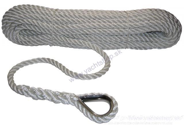 Kotevné lano z polyesteru, s očnicou 30 m, priemer 14 mm